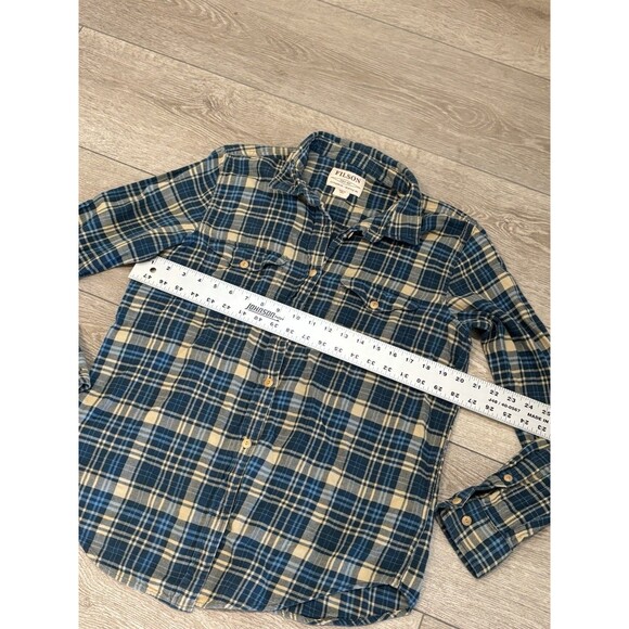 Vtg CC Filson Plaid Flannel Mens Size L Button Front Shirt Long Sleeve Green - Picture 5 of 8
